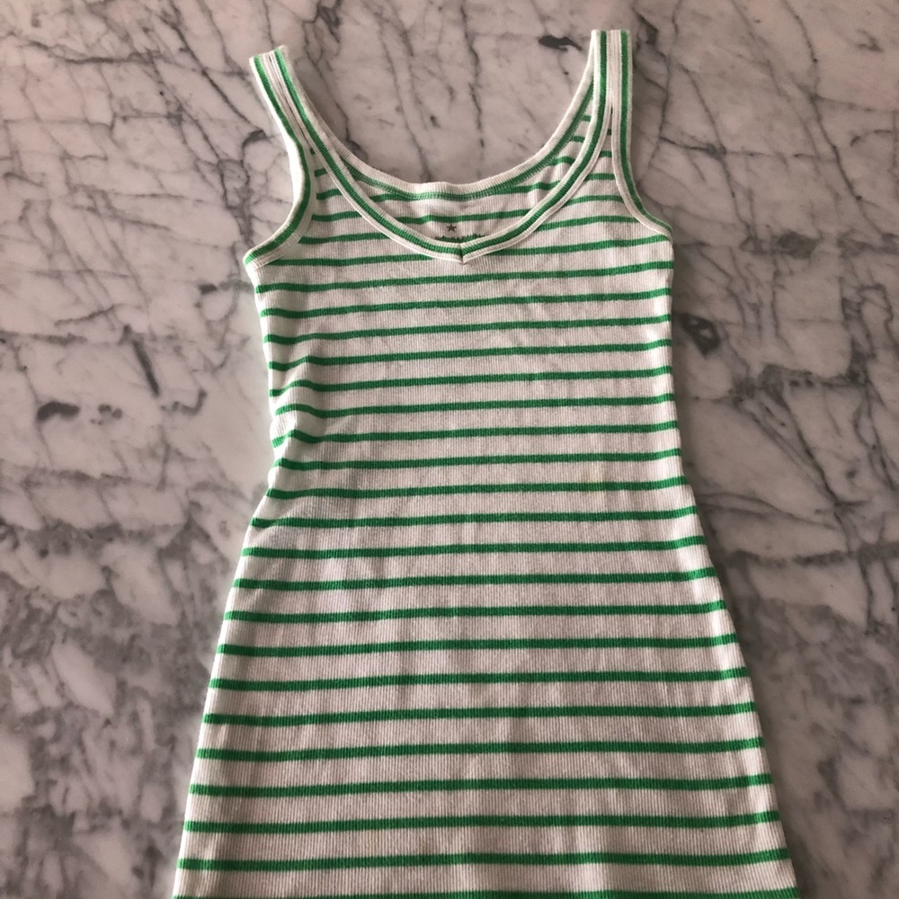 Banana Republic white and green stripe tank top